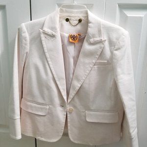 "SOLD" White 3/4 sleeve Tory Burch blazer
